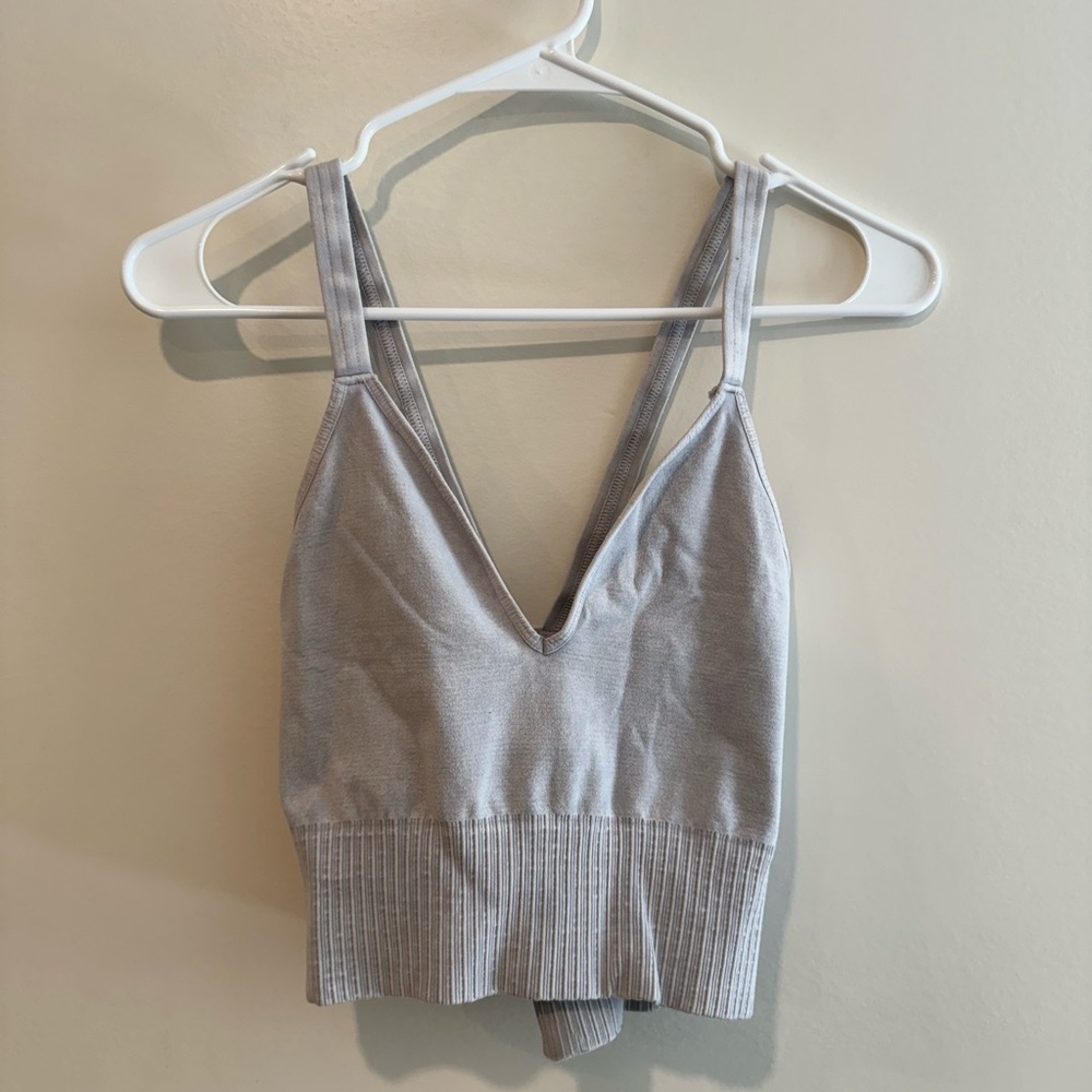 Free People Grey Athletic Plunge Tank Size S/M